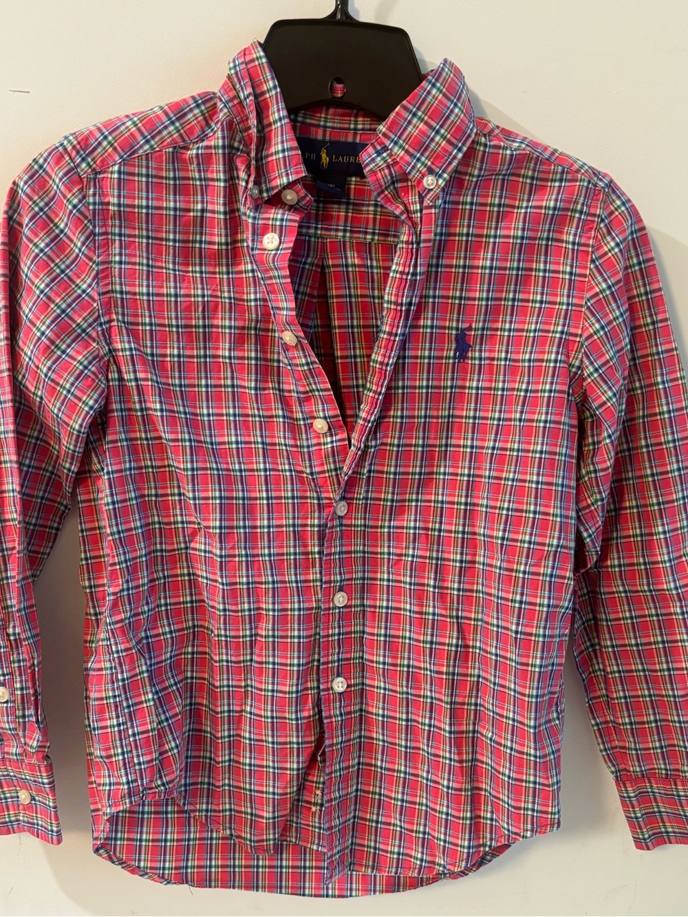 Ralph Lauren Red and Blue Plaid Button-Down Shirt